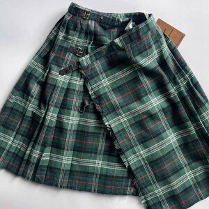 Green Plaid Tartan Kilt Skirt